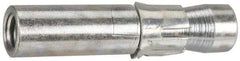 Wej-It - 1-1/4" Diam, 1-1/4" Drill, 5" OAL, 1/2" Min Embedment Drop-In Concrete Anchor - 12L14 Steel, Zinc-Plated Finish, Hex Nut Head, Hex Drive, 1-1/2" Thread Length - Americas Tooling