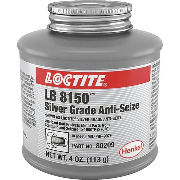 Loctite - 4 oz Can High Temperature Anti-Seize Lubricant - Silver Colored, 1,600°F, Silver Colored, Water Resistant - Americas Tooling