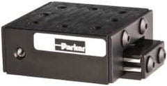 Parker - 25 Lb. Capacity, 6-32 Mount Hole, 1" Travel, Ball Bearing Slide Table - Single Axis, 8 Mounting Holes, 1-3/4" Long x 1-3/4" Wide x 3/4" High - Americas Tooling