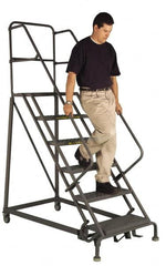 TRI-ARC - 150" 12 Step Ladder - Slope Ladder, 450 Lb Capacity, 120" Platform Height, 34" Base Width x 116" Depth, Perforated Tread - Americas Tooling