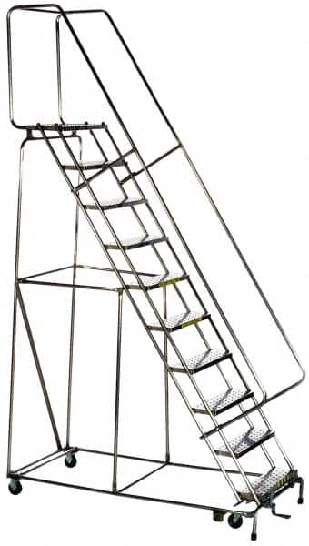 Ballymore - 58-1/2" 3 Step Ladder - Rolling Safety Ladder, 300 Lb Capacity, 28-1/2" Platform Height, 20" Base Width x 25" Base Depth, Solid Ribbed Tread - Americas Tooling