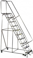 Ballymore - 58-1/2" 3 Step Ladder - Rolling Safety Ladder, 300 Lb Capacity, 28-1/2" Platform Height, 20" Base Width x 25" Base Depth, Solid Ribbed Tread - Americas Tooling