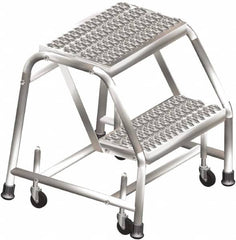 Ballymore - 19" 2 Step Ladder - Rolling Safety Ladder, 300 Lb Capacity, 20" Platform Height, 20" Base Width x 24" Base Depth, Grip Strut - Americas Tooling