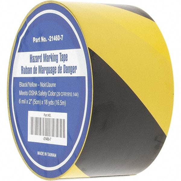 Value Collection - Black & Yellow Striped Vinyl Tape - 2" Wide - Americas Tooling