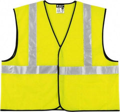 MCR Safety - Size 4XL High Visibility Lime Solid General Purpose Vest - 28.4" Chest, ANSI 107-2015, Hook & Loop Closure, 3 Pockets, Polyester - Americas Tooling