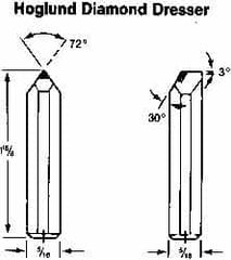 Made in USA - 0.025" Single Point Diamond Dresser - 1-1/2" Long x 5/16" Shank Diam, 72° Included Angle - Americas Tooling