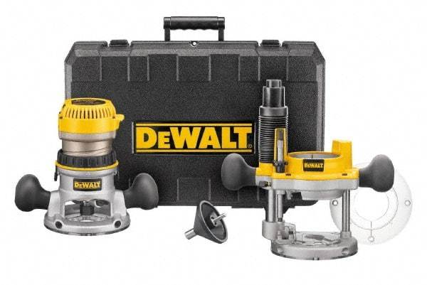 DeWALT - 2.25 hp, 8,000 to 24,000 RPM, Fixed Plunge Combination Router Kit - 12 Amps, 1/4 and 1/2 Inch Collet - Americas Tooling