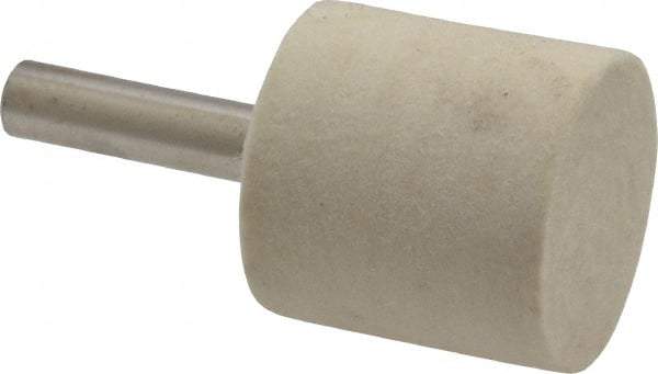 Value Collection - 1" Diam, 1/4" Shank Diam, Cylinder Shaped Mounted Bob - Hard Density, 1" Head Length, Wool Felt - Americas Tooling