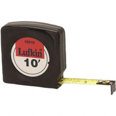 Lufkin - 10' x 1/2" Yellow Steel Blade Tape Measure - 1/16 & 1/32" Graduation, Black Steel Case - Americas Tooling