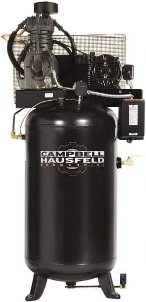 Campbell Hausfeld - 5 hp, 80 Gal Stationary Electric Vertical Air Compressor - Three Phase, 175 Max psi, 16.6 CFM, 208-230/460 Volt - Americas Tooling