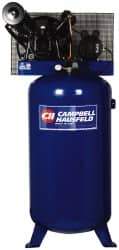 Campbell Hausfeld - 5 hp, 80 Gal Stationary Electric Vertical Air Compressor - Single Phase, 175 Max psi, 13.7 CFM, 230 Volt - Americas Tooling