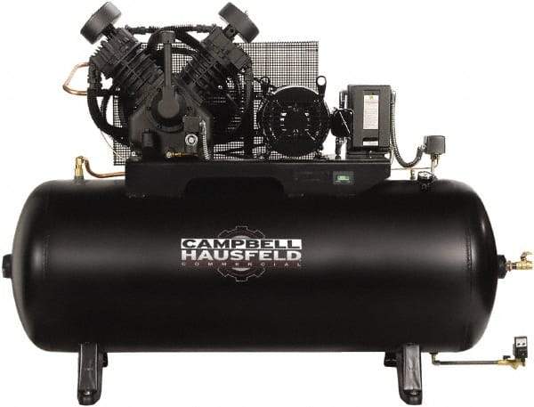 Campbell Hausfeld - 10 hp, 120 Gal Stationary Electric Horizontal Screw Air Compressor - Three Phase, 175 Max psi, 34.1 CFM, 208-230/460 Volt - Americas Tooling