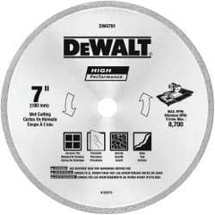 DeWALT - 7" Diam, 5/8 & 7/8" Arbor Hole Diam, Wet & Dry Cut Saw Blade - Diamond-Tipped, Straight Action, Standard Round Arbor - Americas Tooling