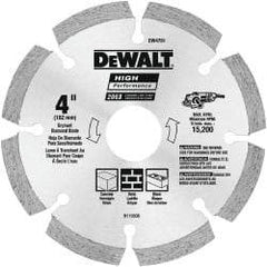 DeWALT - 4" Diam, 5/8 & 7/8" Arbor Hole Diam, 8 Tooth Wet & Dry Cut Saw Blade - Diamond-Tipped, Straight Action, Standard Round Arbor - Americas Tooling