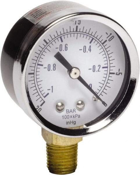 Gast - 1/4 NPT Air Compressor Vacuum Gauge - 2" Diam, Use with Gast 0211/0523 Rotary Vane Units - Americas Tooling