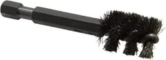 Made in USA - 1/2 Inch Inside Diameter, 5/8 Inch Actual Brush Diameter, Stainless Steel, Power Fitting and Cleaning Brush - 1/4 Shank Diameter, 2-3/4 Inch Long, Hex Shaft Stem - Americas Tooling