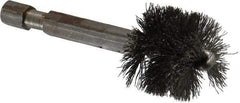 Made in USA - 3/4 Inch Inside Diameter, 7/8 Inch Actual Brush Diameter, Carbon Steel, Power Fitting and Cleaning Brush - 1/4 Shank Diameter, 2-3/4 Inch Long, Hex Shaft Stem - Americas Tooling