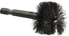 Made in USA - 1 Inch Inside Diameter, 1-1/8 Inch Actual Brush Diameter, Carbon Steel, Power Fitting and Cleaning Brush - 1/4 Shank Diameter, 2-3/4 Inch Long, Hex Shaft Stem - Americas Tooling