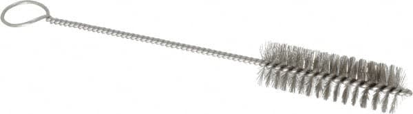 PRO-SOURCE - 3" Long x 1" Diam Stainless Steel Twisted Wire Bristle Brush - Single Spiral, 10" OAL, 0.008" Wire Diam, 0.162" Shank Diam - Americas Tooling