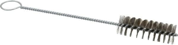 PRO-SOURCE - 3" Long x 1" Diam Stainless Steel Twisted Wire Bristle Brush - Single Spiral, 10" OAL, 0.008" Wire Diam, 0.16" Shank Diam - Americas Tooling