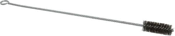 Made in USA - 2-1/2" Long x 1" Diam Stainless Steel Twisted Wire Bristle Brush - Double Spiral, 18" OAL, 0.006" Wire Diam, 0.235" Shank Diam - Americas Tooling