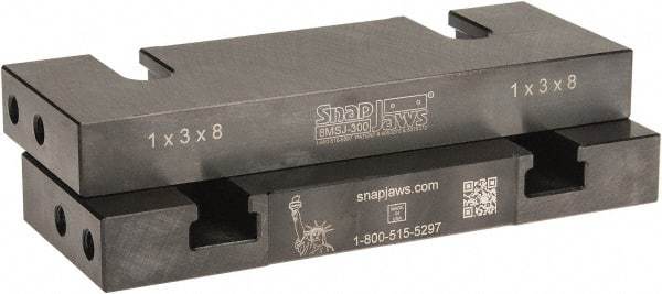 Snap Jaws - 8" Wide x 3" High x 1" Thick, Flat/No Step Vise Jaw - Soft, Steel, Fixed Jaw, Compatible with 8" Vises - Americas Tooling