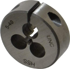 Interstate - #5-40 UNC Thread, 1" Outside Diam High Speed Steel Round Die - Right Hand Thread, Adjustable - Exact Industrial Supply