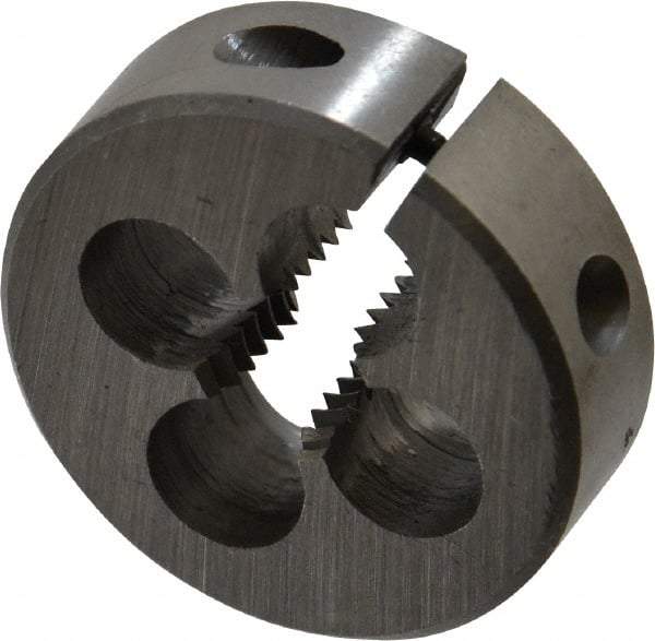 Interstate - 7/16-14 UNC Thread, 1-1/2" Outside Diam High Speed Steel Round Die - Right Hand Thread, Adjustable - Exact Industrial Supply