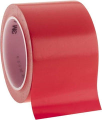 3M - 3" Wide x 5.2 mil Thick Vinyl Floor & Egress Marking Tape - General Traffic, Red, Solid Color - Americas Tooling