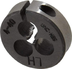 Interstate - #4-40 UNC Thread, 13/16" Outside Diam High Speed Steel Round Die - Left Hand Thread, Adjustable - Exact Industrial Supply