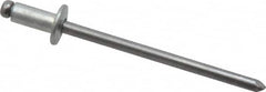 Marson - Size 44 Button Head Steel Open End Blind Rivet - Steel Mandrel, 0.032" to 1/8" Grip, 1/4" Head Diam, 0.129" to 0.133" Hole Diam, 0.275" Length Under Head, 1/8" Body Diam - Americas Tooling