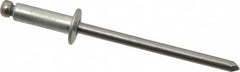 Marson - Button Head Steel Open End Blind Rivet - Steel Mandrel, 0.188" to 1/4" Grip, 1/4" Head Diam, 0.129" to 0.133" Hole Diam, 0.4" Length Under Head, 1/8" Body Diam - Americas Tooling