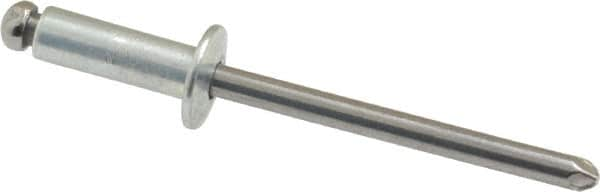 Marson - Button Head Steel Open End Blind Rivet - Steel Mandrel, 0.313" to 3/8" Grip, 3/8" Head Diam, 0.192" to 0.196" Hole Diam, 0.575" Length Under Head, 3/16" Body Diam - Americas Tooling