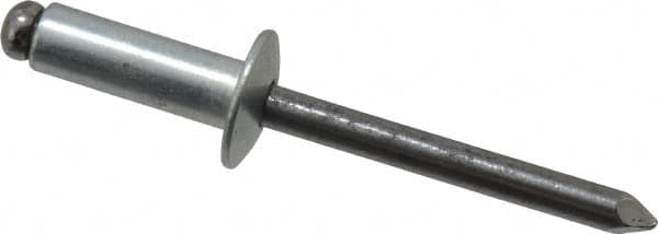 Marson - Button Head Steel Open End Blind Rivet - Steel Mandrel, 0.376" to 1/2" Grip, 1/2" Head Diam, 0.257" to 0.261" Hole Diam, 3/4" Length Under Head, 1/4" Body Diam - Americas Tooling