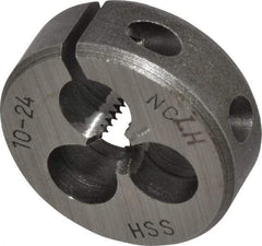 Interstate - #10-24 UNC Thread, 1" Outside Diam High Speed Steel Round Die - Left Hand Thread, Adjustable - Exact Industrial Supply