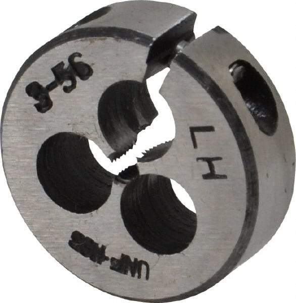 Interstate - #3-56 UNF Thread, 13/16" Outside Diam High Speed Steel Round Die - Left Hand Thread, Adjustable - Exact Industrial Supply