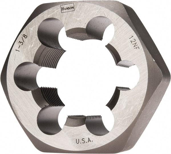 Irwin Hanson - 1-3/8 - 12 UNF Thread, 2-3/8" Hex, Right Hand Thread, Hex Rethreading Die - Carbon Steel, 1" Thick - Exact Industrial Supply