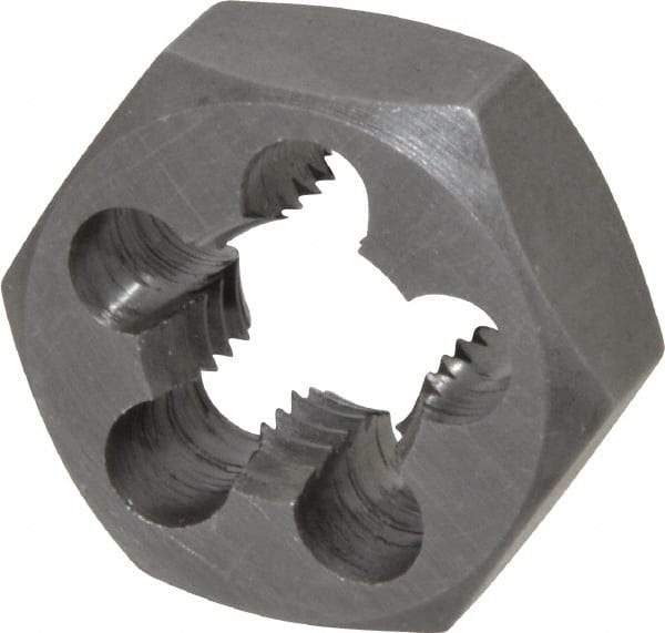 Interstate - M14x2.00 Metric Coarse Thread, 1-1/16" Hex, Right Hand Thread, Hex Rethreading Die - Carbon Steel, 1/2" Thick - Exact Industrial Supply