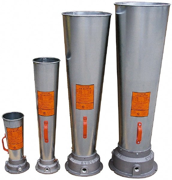 AIR Systems - Venturi Style Pneumatic Blowers; SCFM @ 40 PSIG (Air Consumed): 35 ; SCFM @ 60 PSIG (Air Consumed): 45 ; SCFM @ 80 PSIG (Air Consumed): 62 ; Horn Material: Galvanized Steel ; NPT Size (Inch): 1/2 ; Overall Length (Decimal Inch): 32.1200 - Exact Industrial Supply