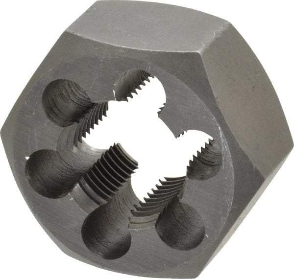 Interstate - 7/8-14 UNF Thread, 1-5/8" Hex, Left Hand Thread, Hex Rethreading Die - Carbon Steel, 7/8" Thick - Exact Industrial Supply