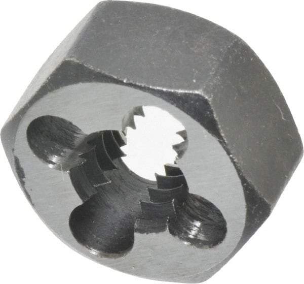 Interstate - 3/8-16 UNC Thread, 25/32" Hex, Right Hand Thread, Hex Rethreading Die - Carbon Steel, 3/8" Thick - Exact Industrial Supply