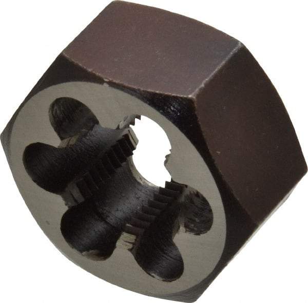 Interstate - 3/4-16 UNF Thread, 1-7/16" Hex, Right Hand Thread, Hex Rethreading Die - Carbon Steel, 3/4" Thick - Exact Industrial Supply