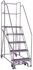 PW Platforms - 5 Step, 86 Inch Overall Height, Grip Strut Tread, Rolling Safety Ladder - 600 Lb. Load Capacity, 50 Inch Platform Height, 26 Inch Base Width x 60 Inch Base Depth - Americas Tooling