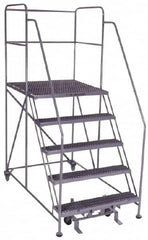 PW Platforms - 5 Step, 86 Inch Overall Height, Grip Strut Tread, Rolling Safety Ladder - 600 Lb. Load Capacity, 50 Inch Platform Height, 40 Inch Base Width x 67 Inch Base Depth - Americas Tooling