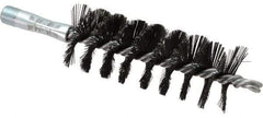 Schaefer Brush - 4-1/2" Brush Length, 1-3/4" Diam, Double Stem, Single Spiral Flue Brush - 7-1/2" Long, Tempered Steel Wire, 1/4" NPSM Male Connection - Americas Tooling