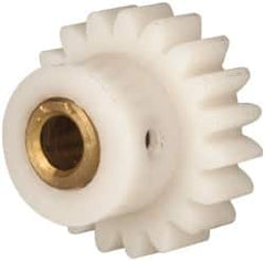 Made in USA - 24 Pitch, 0.791" Pitch Diam, 7/8" OD, 19 Tooth Spur Gear - 1/4" Face Width, 3/16" Bore Diam, 35/64" Hub Diam, 20° Pressure Angle, Acetal - Americas Tooling