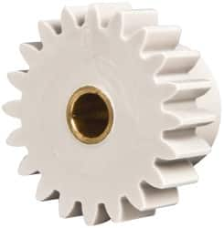 Made in USA - 24 Pitch, 0.833" Pitch Diam, 0.917" OD, 20 Tooth Spur Gear - 1/4" Face Width, 3/16" Bore Diam, 35/64" Hub Diam, 20° Pressure Angle, Acetal - Americas Tooling