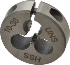 Interstate - #10-36 UNS Thread, 13/16" Outside Diam High Speed Steel Round Die - Right Hand Thread, Adjustable - Exact Industrial Supply