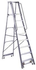 Louisville - 120" 10 Step Ladder - Rolling Platform Ladder, 300 Lb Capacity, 10" Platform Height, 33-1/4" Base Width x 76-3/4" Base Depth - Americas Tooling