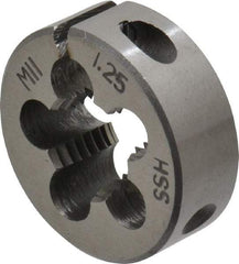 Interstate - M11x1.25 Metric Fine Thread, 1" Outside Diam High Speed Steel Round Die - Right Hand Thread, Adjustable - Exact Industrial Supply